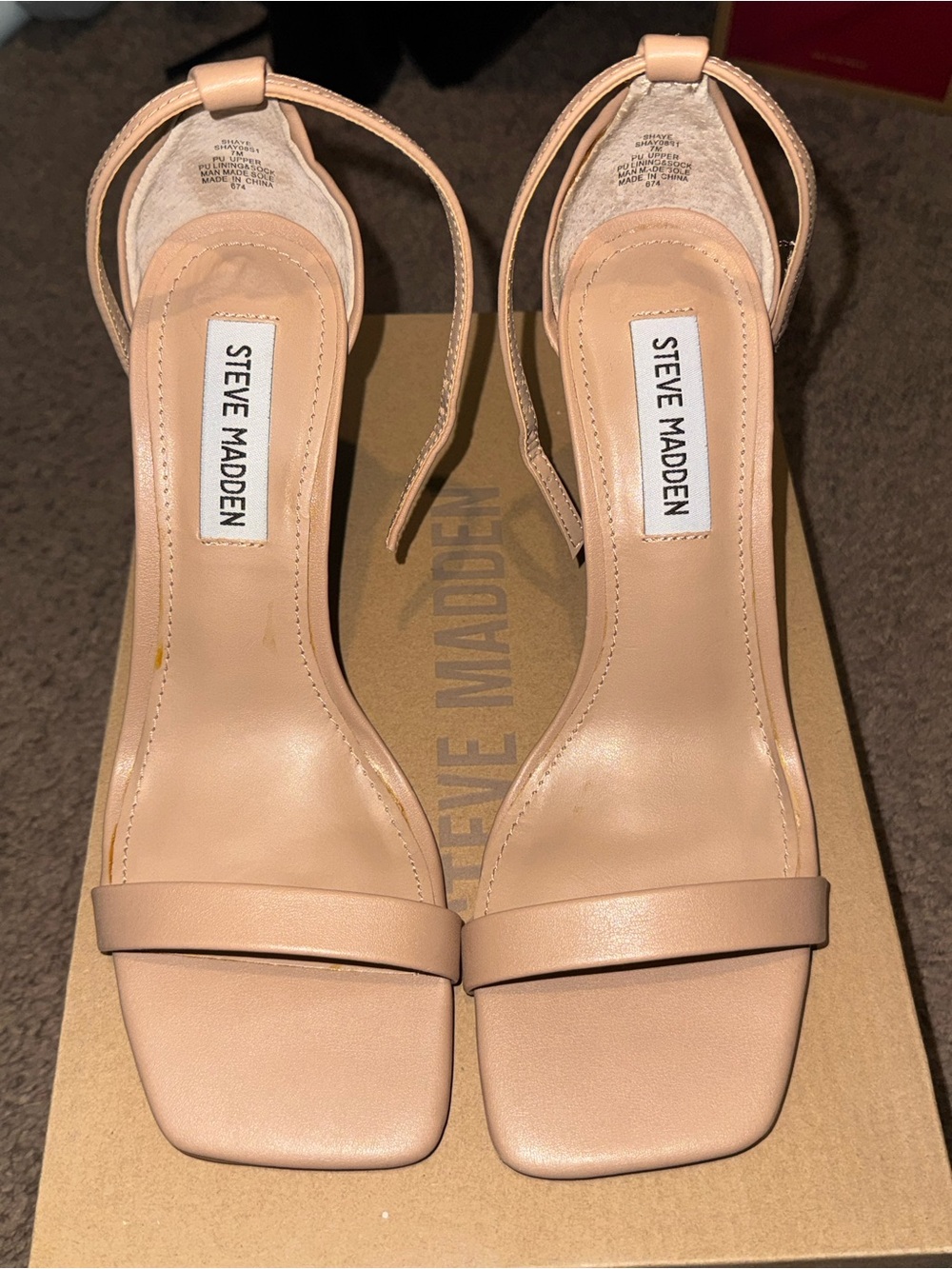 Steve Madden Blush Nude Square-Toe Slingback Heels